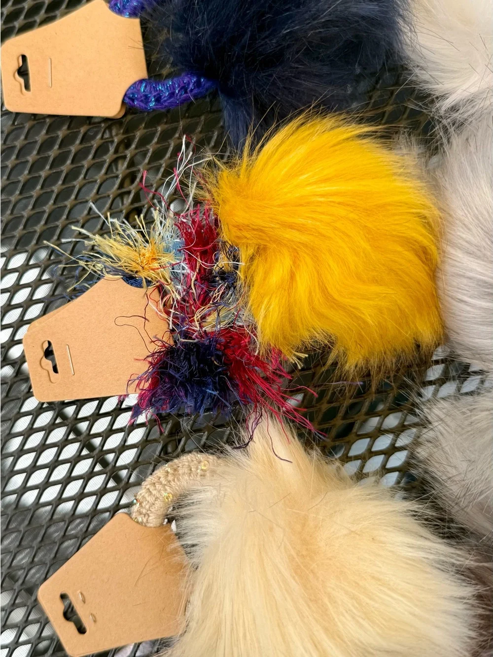Bundle of 17 Plush Faux Fur Pom Hair Ties - Multi Pastel & Bright Colors